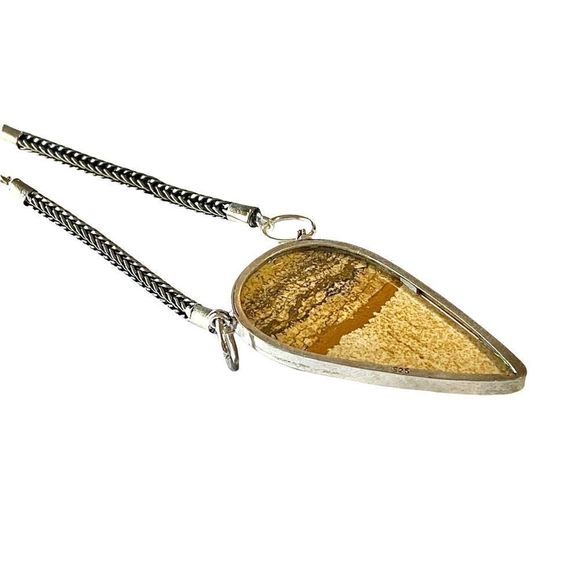 Natural Picture Jasper Gemstone in a 925 Stamped Silver Overlay Necklace - Picture 6 of 9